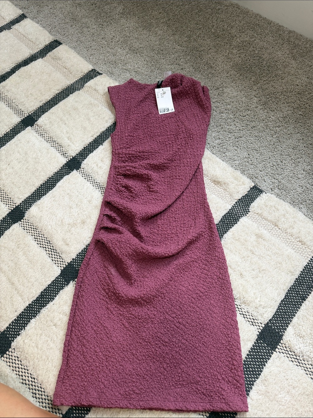 H&M Textured Plum Midi Dress